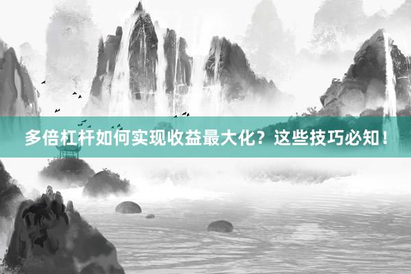多倍杠杆如何实现收益最大化？这些技巧必知！