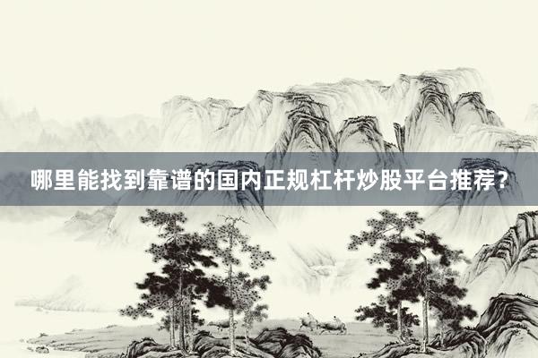 哪里能找到靠谱的国内正规杠杆炒股平台推荐？