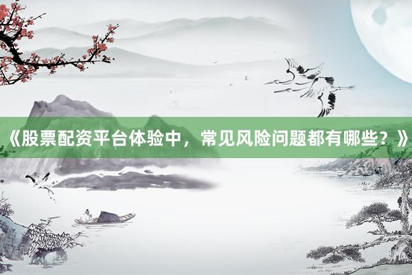 《股票配资平台体验中，常见风险问题都有哪些？》