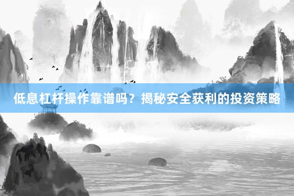 低息杠杆操作靠谱吗？揭秘安全获利的投资策略