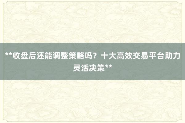 **收盘后还能调整策略吗？十大高效交易平台助力灵活决策**