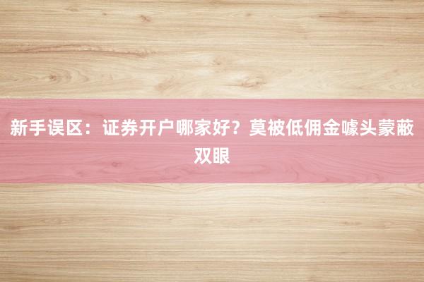 新手误区：证券开户哪家好？莫被低佣金噱头蒙蔽双眼