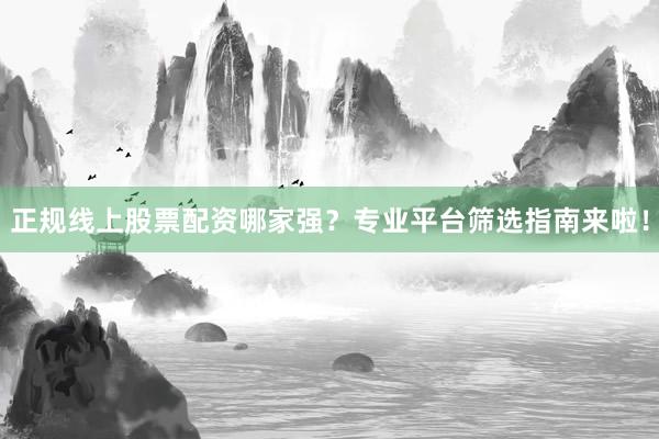 正规线上股票配资哪家强？专业平台筛选指南来啦！