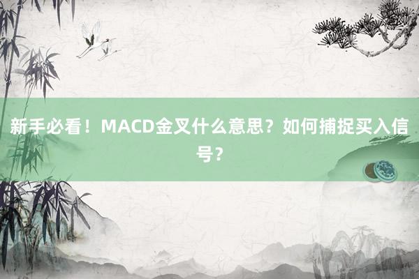 新手必看！MACD金叉什么意思？如何捕捉买入信号？