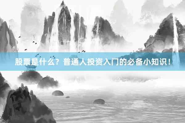 股票是什么？普通人投资入门的必备小知识！