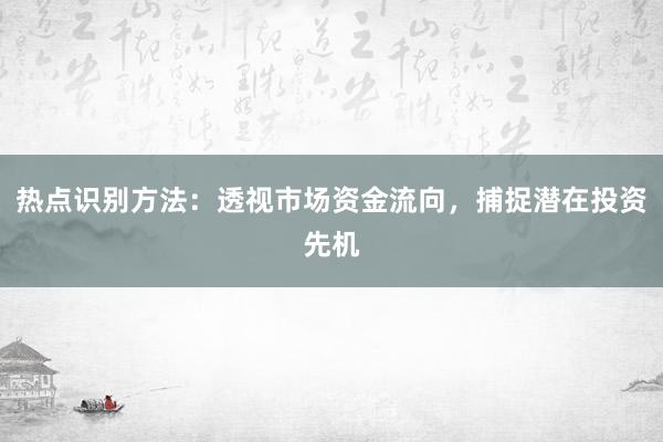 热点识别方法：透视市场资金流向，捕捉潜在投资先机