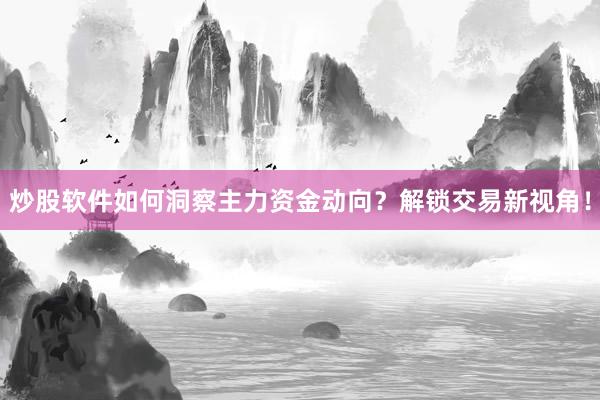 炒股软件如何洞察主力资金动向？解锁交易新视角！