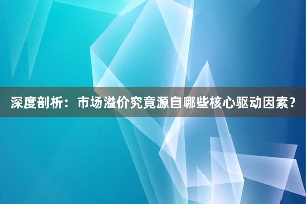 深度剖析：市场溢价究竟源自哪些核心驱动因素？