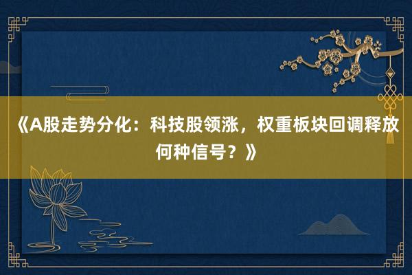 《A股走势分化：科技股领涨，权重板块回调释放何种信号？》