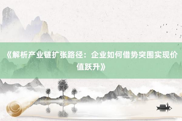《解析产业链扩张路径：企业如何借势突围实现价值跃升》