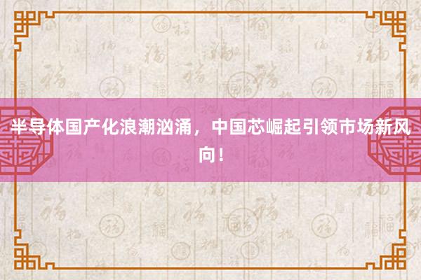 半导体国产化浪潮汹涌，中国芯崛起引领市场新风向！