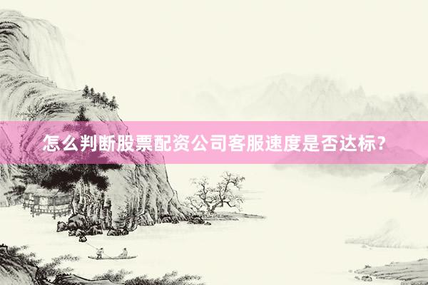 怎么判断股票配资公司客服速度是否达标？