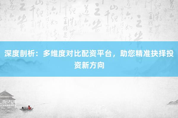 深度剖析：多维度对比配资平台，助您精准抉择投资新方向