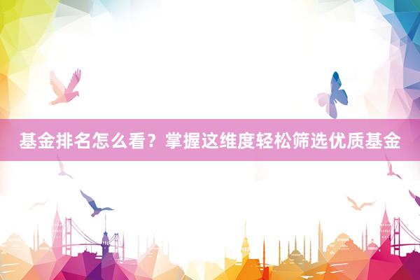 基金排名怎么看？掌握这维度轻松筛选优质基金