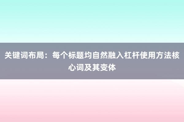 关键词布局：每个标题均自然融入杠杆使用方法核心词及其变体
