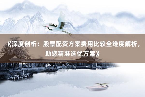 《深度剖析：股票配资方案费用比较全维度解析，助您精准选优方案》