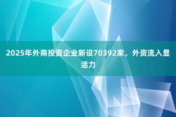 2025年外商投资企业新设70392家，外资流入显活力
